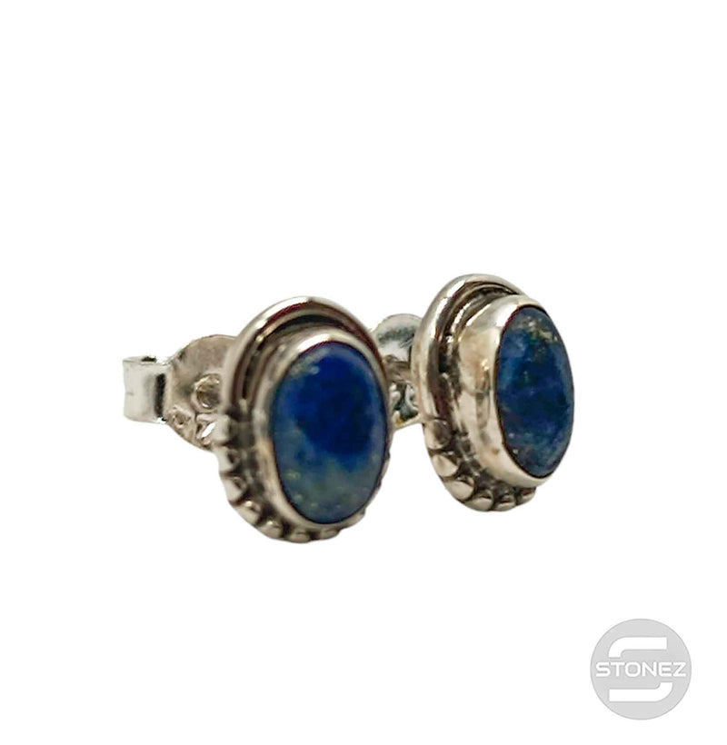 Carregue a imagem no visualizador da galeria, 400802360 Pendiente Plata 925 con Piedra Lapis Lázuli Oval 6x8 mm
