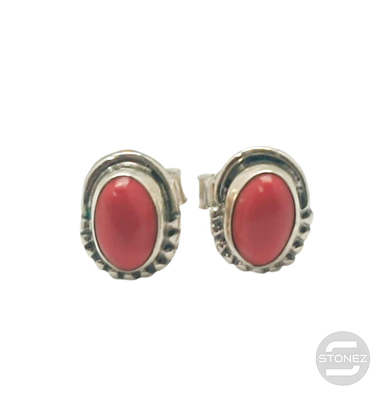 Carregue a imagem no visualizador da galeria, 400802360 Pendiente Plata 925 con Piedra Coral Oval 6x8 mm
