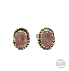 400802360 Pendiente Plata 925 con Piedra Cuarzo Rosa Oval 6x8 mm