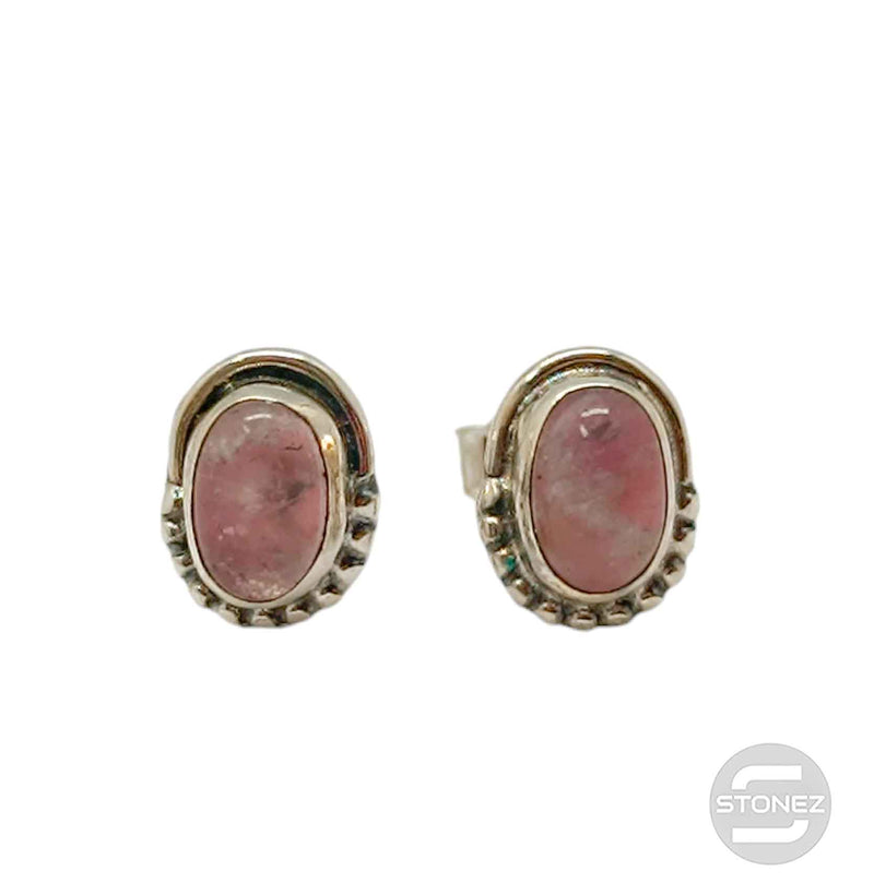 Carregue a imagem no visualizador da galeria, 400802360 Pendiente Plata 925 con Piedra Cuarzo Rosa Oval 6x8 mm
