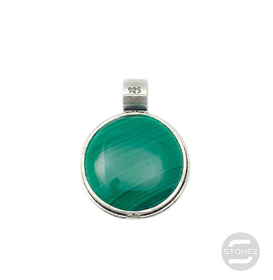 400802940 Colgante Doble Cara Plata 925 Gotlant Malaquita 13 mm Aprox (UNIDADES LIMITADAS)