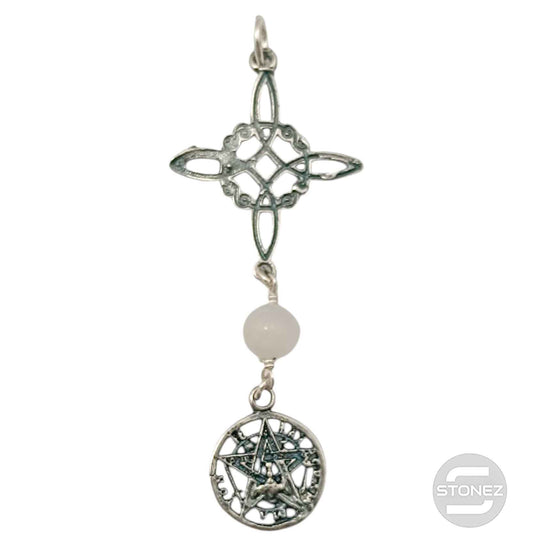 400803192-61 Colgante De Plata 925 Piedra Luna Nudo De Bruja Y Tetragramaton 55 mm