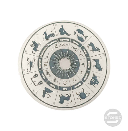 400901653-02 Plato Selenita Grabado Signo Zodiacos 10 Cms Aprox