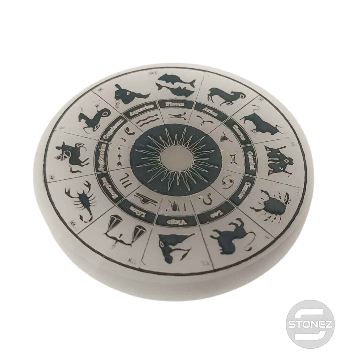 400901653-02 Plato Selenita Grabado Signo Zodiacos 10 Cms Aprox
