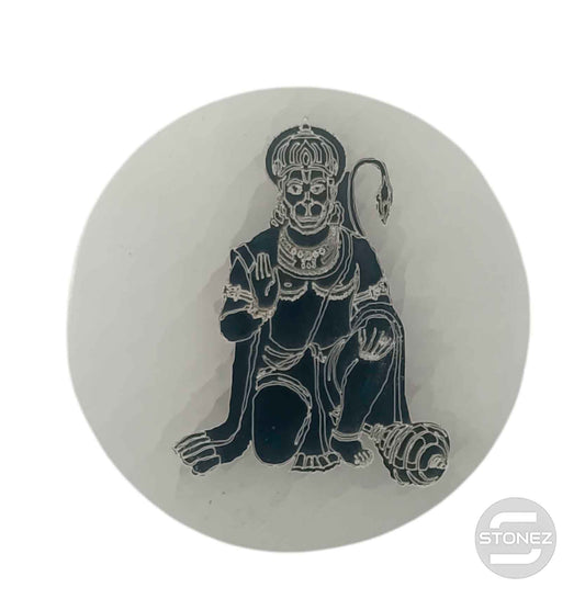 400901653-12 Plato Selenita Grabado Hanuman 10 Cms Aprox