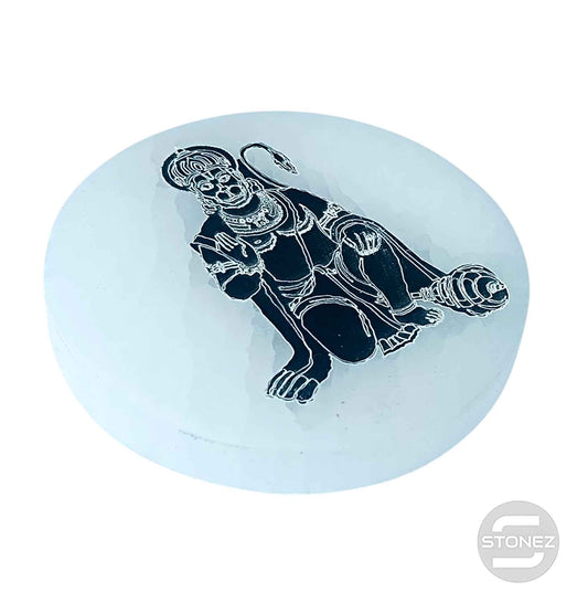400901653-12 Plato Selenita Grabado Hanuman 10 Cms Aprox