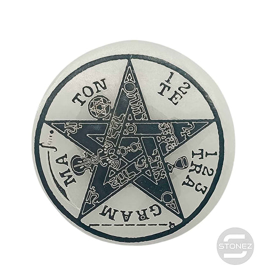 400901653-14 Plato Selenita Grabado Tetragramaton 10 Cms Aprox