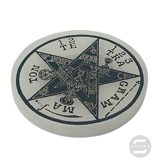 400901653-14 Plato Selenita Grabado Tetragramaton 10 Cms Aprox