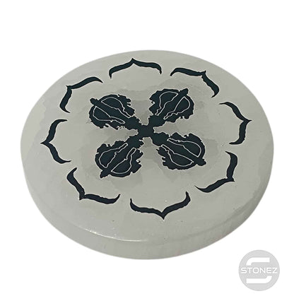 400901653-15 Plato Selenita Grabado Dorge 10 Cms Aprox