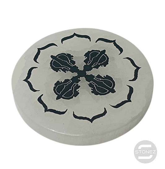 400901653-15 Plato Selenita Grabado Dorge 10 Cms Aprox