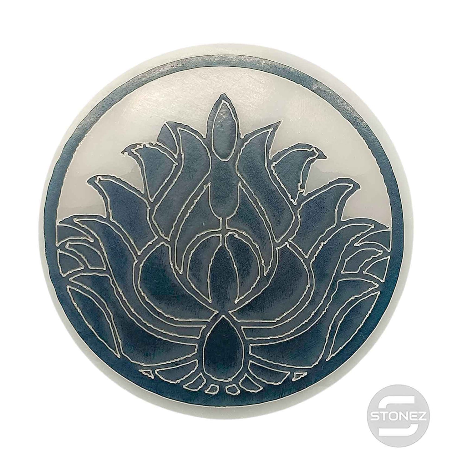 400901653-18 Plato Selenita Grabado Flor Lotto 10 Cms Aprox