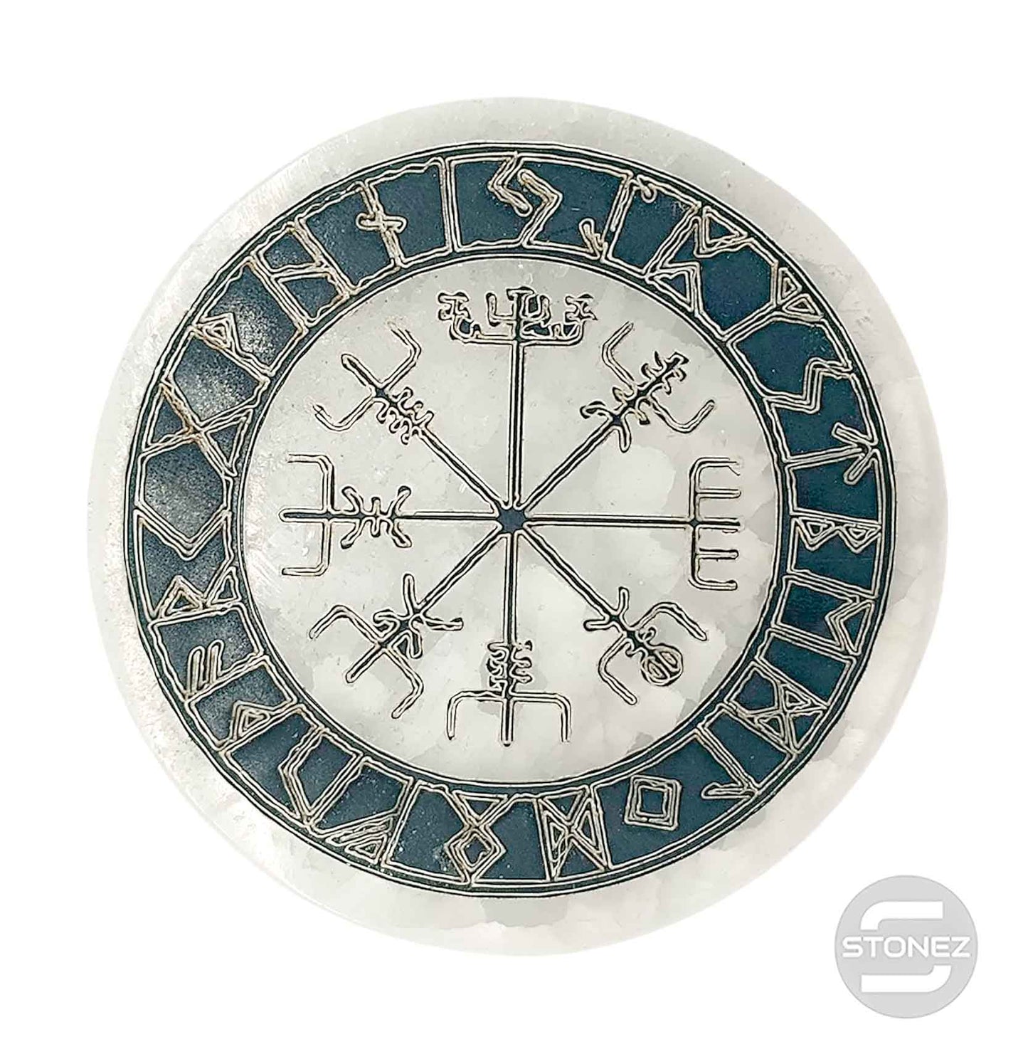 400901653-21 Plato Selenita Grabado Vegvsir 10 Cms Aprox