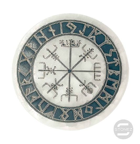 400901653-21 Plato Selenita Grabado Vegvsir 10 Cms Aprox