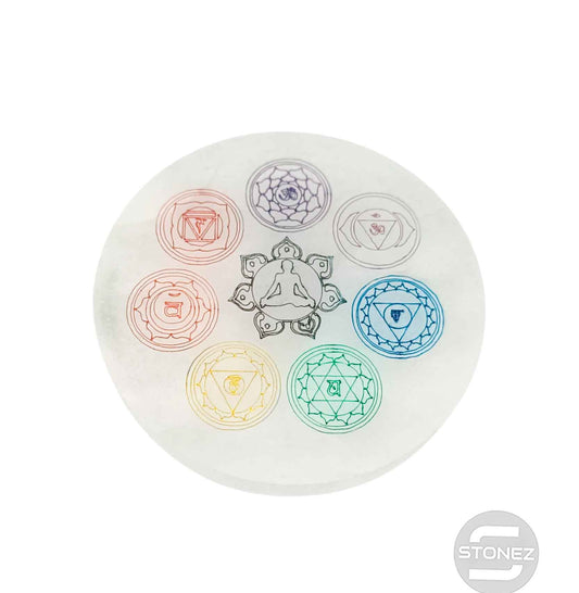 400901653 Plato Selenita Grabado 7 Chakras 9-10 Cms Aprox
