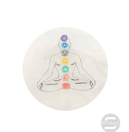 400901653 Plato Selenita Grabado 7 Chakras Meditacion 9-10 Cms Aprox