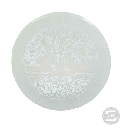 400901654 Cuenco Selenita Grabado Árbol De La Vida 10 Cms Aprox.