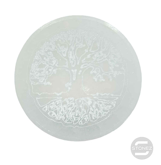 400901654 Cuenco Selenita Grabado Árbol De La Vida 10 Cms Aprox.