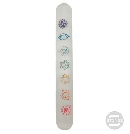 400901656 Piedra Masajeador Selenita Grabado 7 Chakras 15 Cms Aprox
