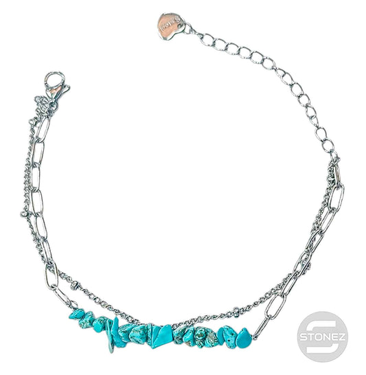 401102366-03 Pulsera Mujer Acero Brazalete Con Turquesina 17+5 Cms Aprox