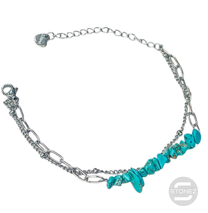 401102366-03 Pulsera Mujer Acero Brazalete Con Turquesina 17+5 Cms Aprox - stonez