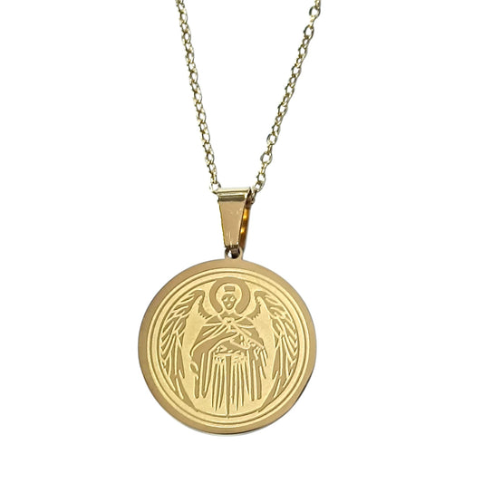 Collar Acero Dorado Arkangel Rafael 25 mm Cadena 42+5 Cms REF: 600104429