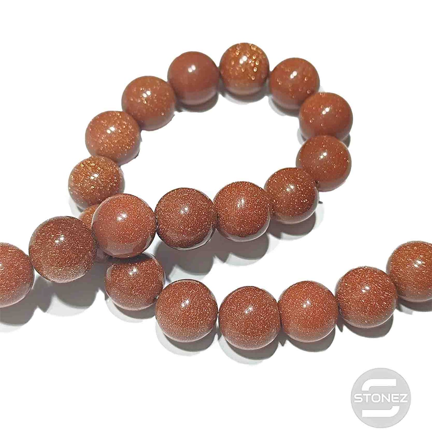 40908 Tira Cuentas Piedra Natural Venturina Dorada En 14 mm