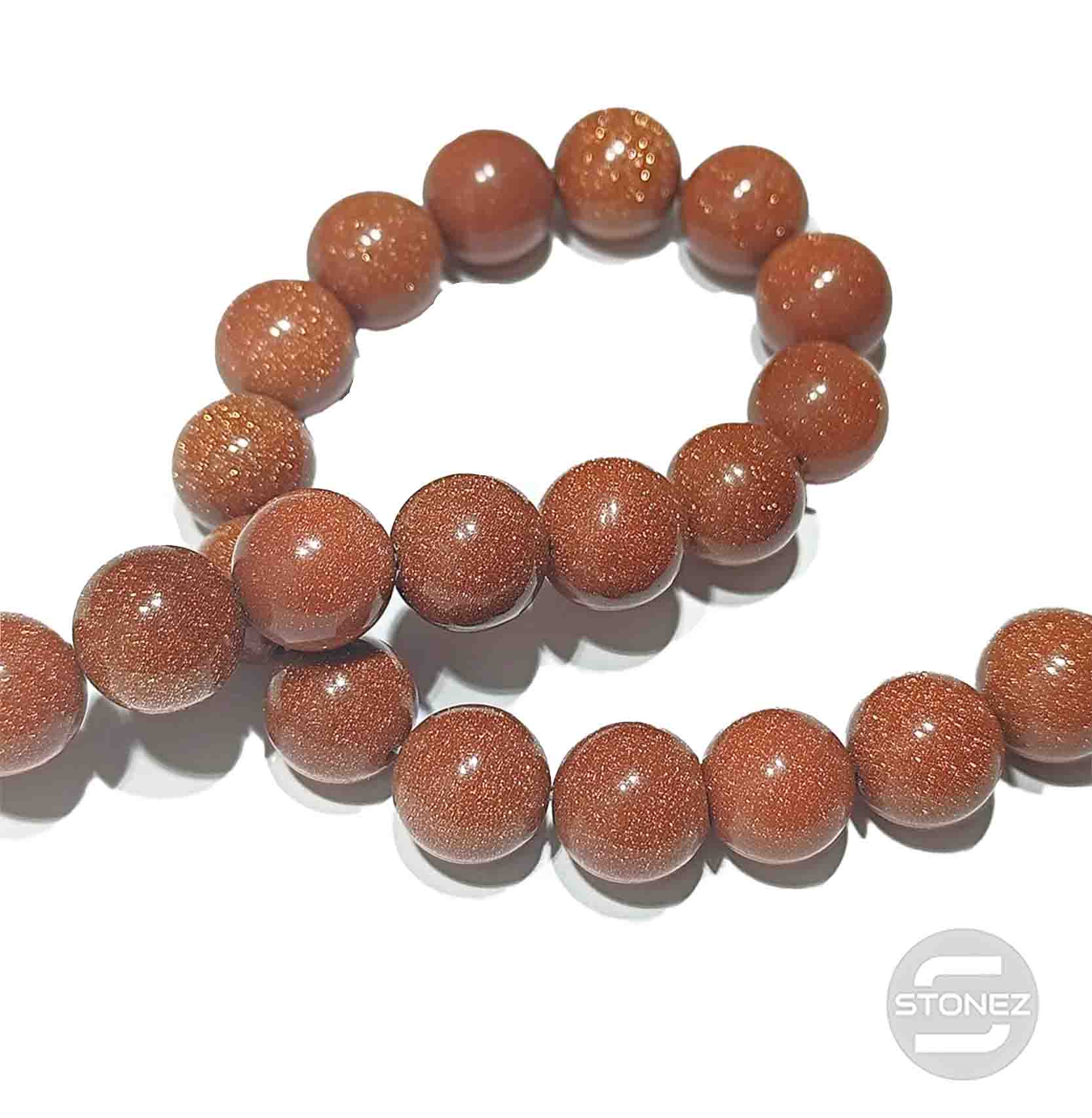 40908 Tira Cuentas Piedra Natural Venturina Dorada En 14 mm