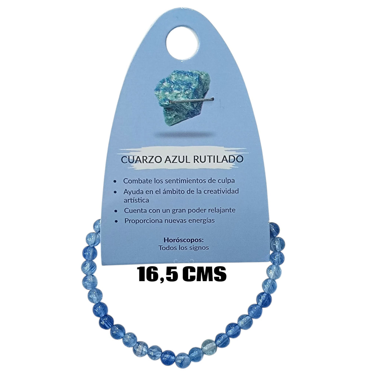 Pulsera Elastica Infantil 16,5 Cms Aprox Piedra Cuarzo Azul Rutilado 4 mm 600104508-51