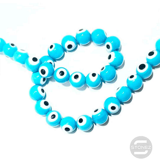 42156-04 Tira Cuentas Cristal Ojo Turco Azul En 10 mm