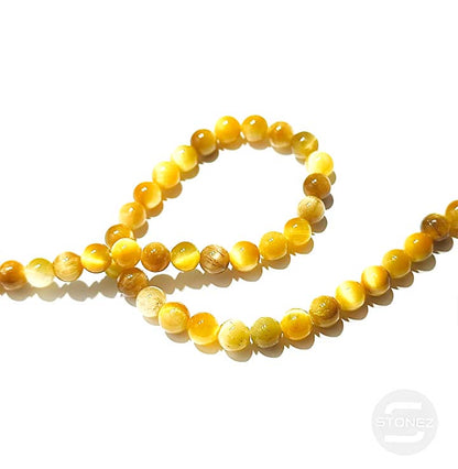 45454 Tira Cuentas Piedra Natural Ojo De Tigre Dorado En 6 mm