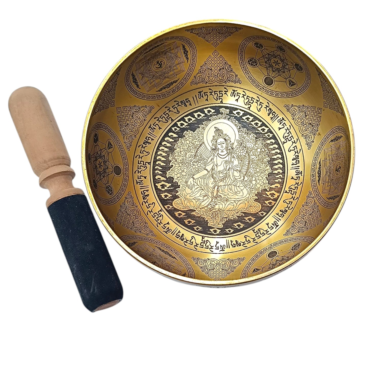 Cuenco Tibetano 5 Metales 17 Cms Aprox Color Dorado Grabado Tara Verde REF: 600304351