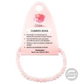 49233-02 Pulsera De Cuarzo Rosa 4 mm