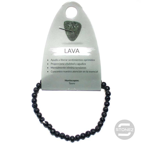 49233-21 Pulsera Piedra Natural De Lava 4 mm