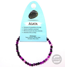 49233-27 Pulsera Piedra Natural Ágata Morada 4 mm