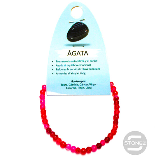 49233-29 Pulsera Piedra Natural Ágata Fuchsia 4 mm