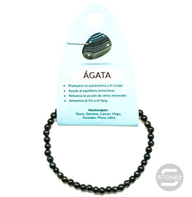 49233-30 Pulsera Piedra Natural Ágata Negra 4 mm