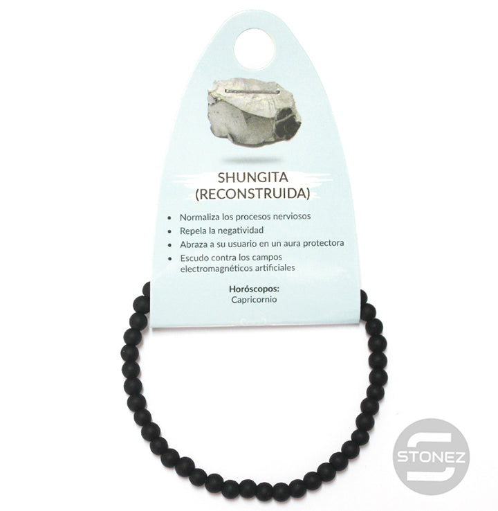49233-33 Pulsera Piedra Shunguita Reconstruida 4 mm