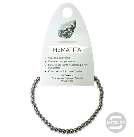 49233-39 Pulsera Piedra Natural Hematite 4 mm