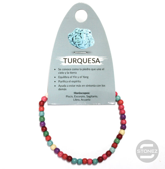 49233-46 Pulsera Piedra Natural Turquesa Multi 4 mm