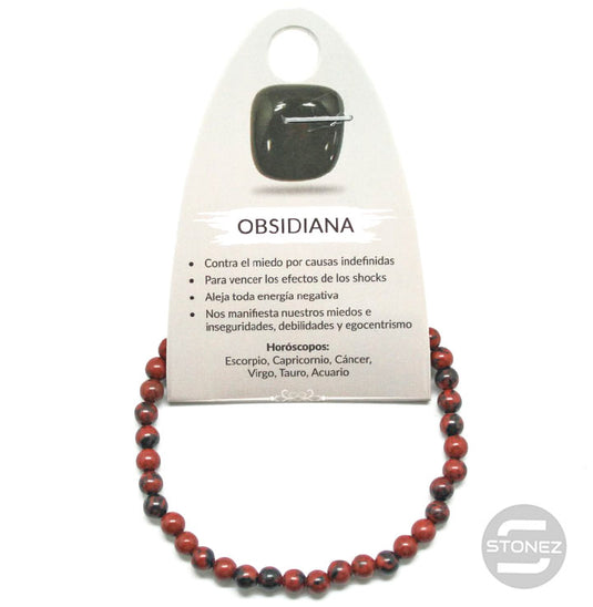 49234-41 Pulsera Piedra Natural Obsidiana Caoba 4 mm