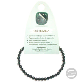 49236-57 Pulsera Piedra Natural Obsidiana Dorada 4 mm