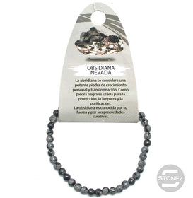 49237-24 Pulsera Piedra Natural Obsidiana Nevada 4 mm