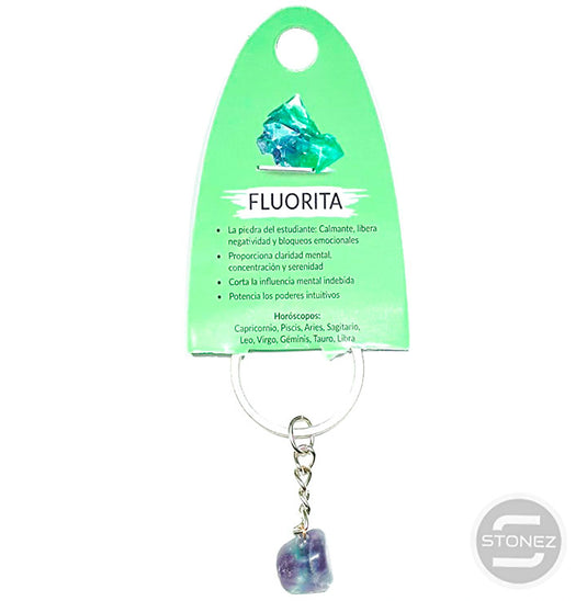 49686-25 Llavero Piedra Fluorita En Bisuteria