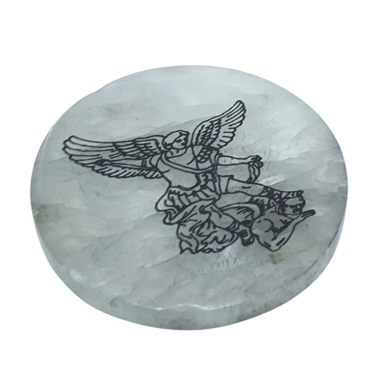 Plato Selenita Grabado San Miguel 10 Cms Aprox 400901653-N
