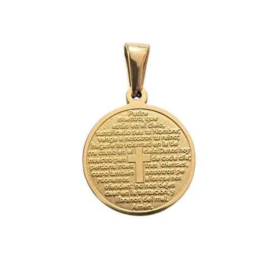 600103449-13 Colgante Acero Dorado Padre Nuestro 17 mm