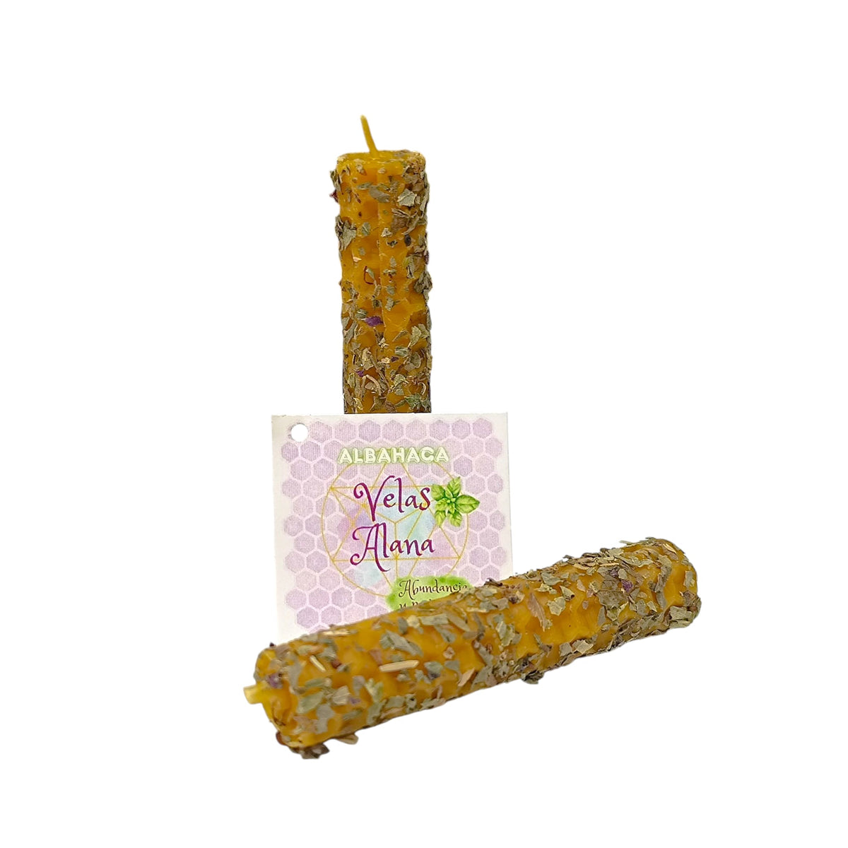 Vela Miel Ritualizada con Albahaca Abundancia – Proteccion 8 x 1.5 Cms (2 Uds) 61764