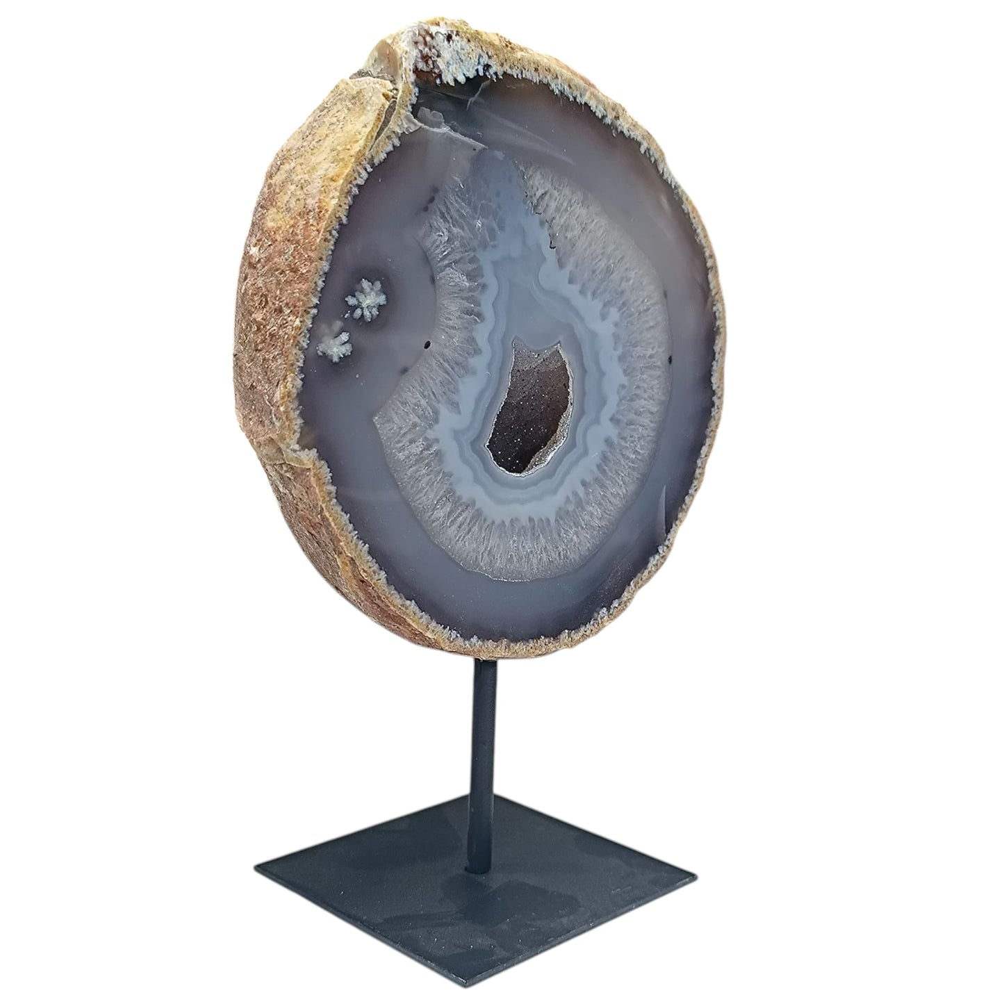 1114 Piedra Natural Agata Con Base De Metal Peso 1675 Gr Altura 20 Cms Aprox (PIEZA UNICA) PIEZA NA4