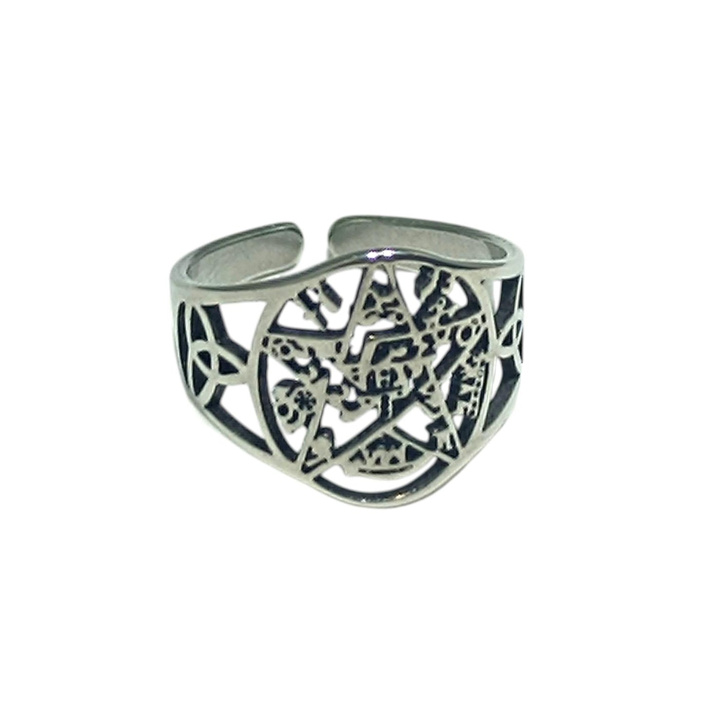 Anillo Acero Adaptable Simbolo Tetragramaton REF: 600104494
