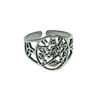 Anillo Acero Adaptable Simbolo Tetragramaton REF: 600104494