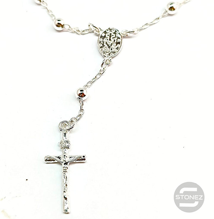 Cargue la imagen en el visor de la galería, 500101125 Pulsera de Plata Ley 925 Tipo Rosario Bola 4 mm 18 Cms
